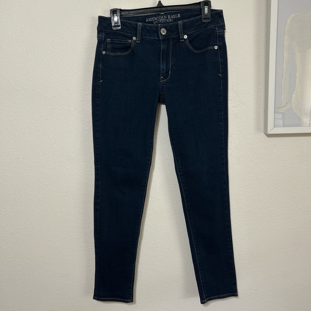 American Eagle Dark Wash Skinny Jeans - Stretch Denim - Size 4 Regular